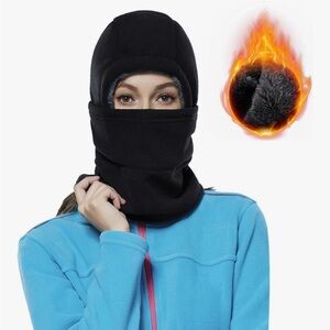 Black Fleece Balaclava unisex neck warmer ski mask